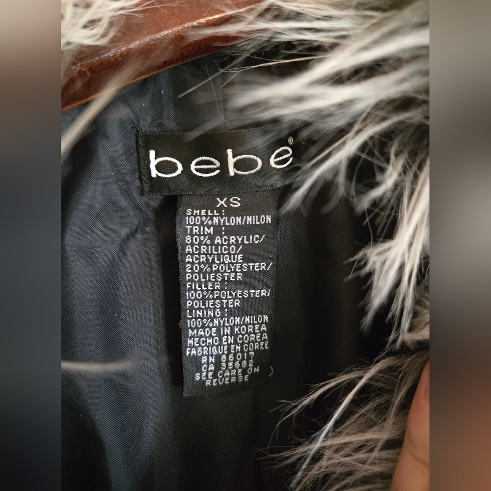 Vintage Bebe Penny Lane Y2K Faux Fur Puffer Coat XS - Picture 2 of 3